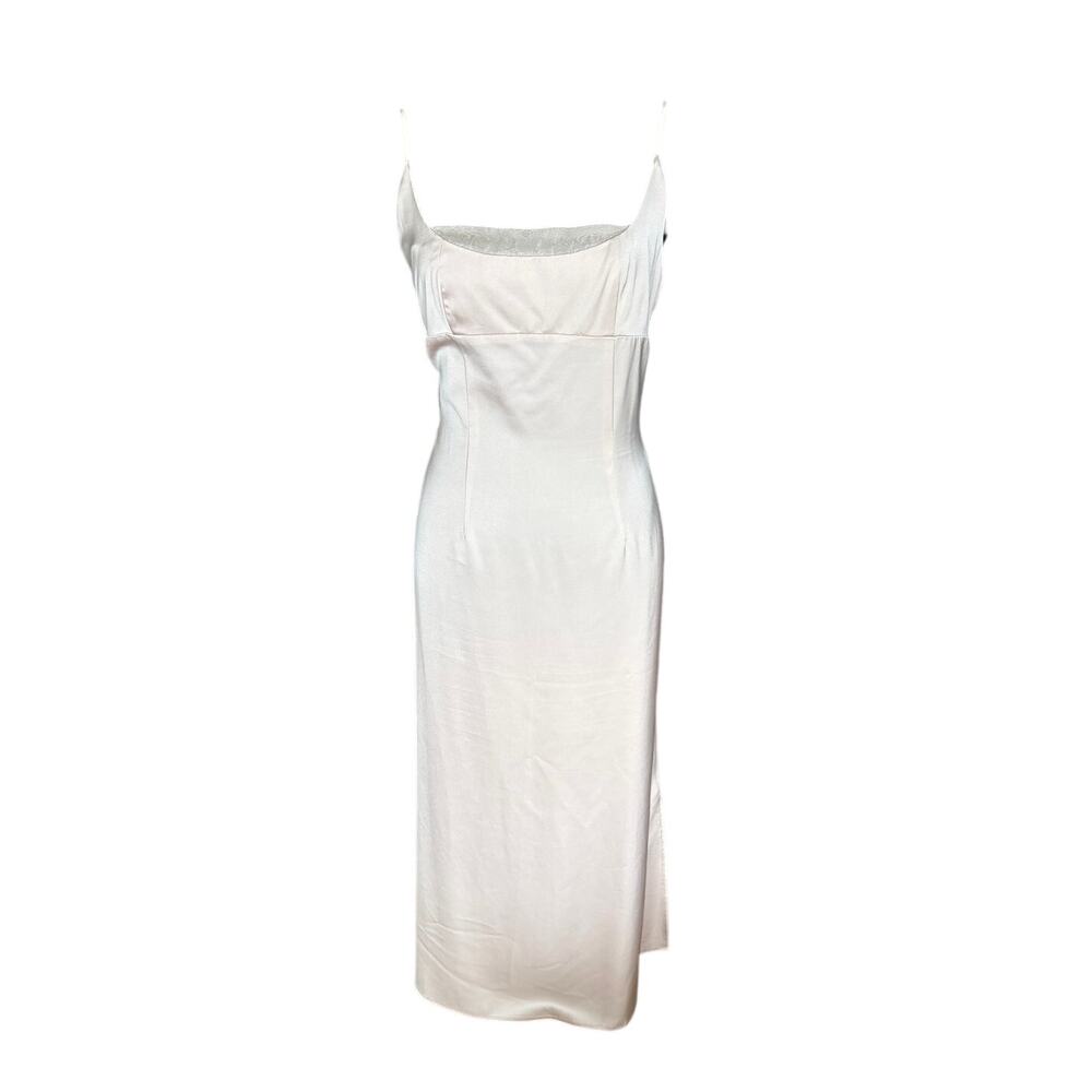 Isalis Crescent Champagne Midi Dress L Slip Dress Square Neck Stretch Bridal